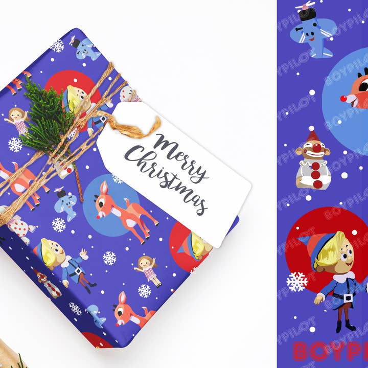 BoyPilot Goods - Wholesale Wrapping Paper Roll - Rudolph Wrapping Paper - Flat Pack Christmas Gift Wrap1