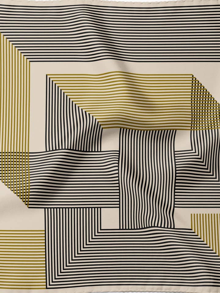 Sciarpa in Seta 100% Ecru Labirinto Moderno 27"*27" per la vendita all'ingrosso da parte di Fetolia