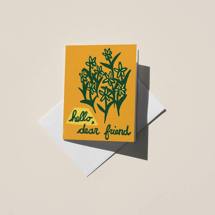 Hello Dear Friend, A2 Greeting Card for wholesale by Christine Witmore