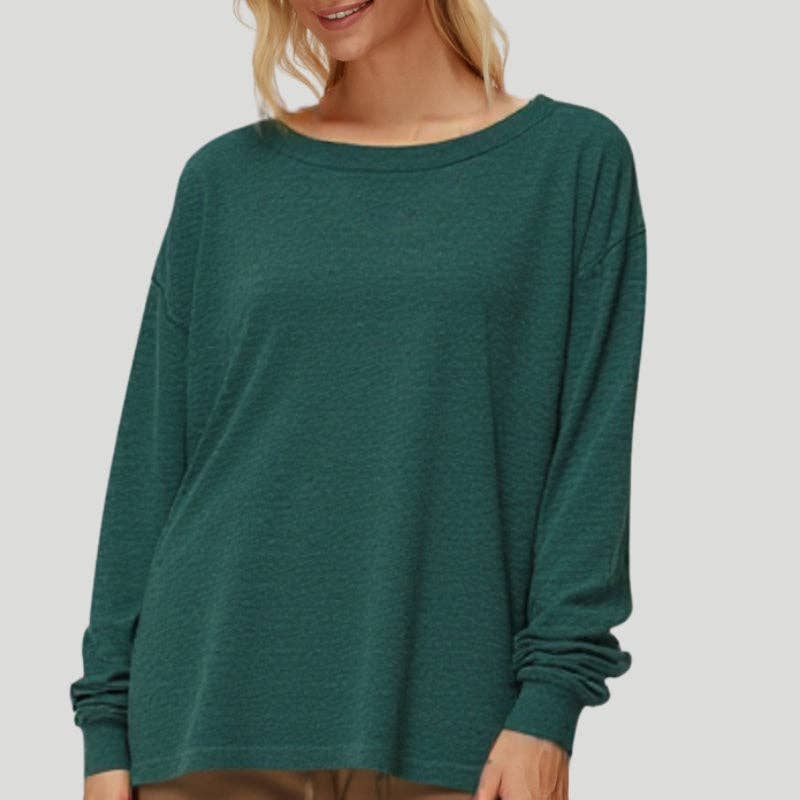 Green Classic Crewneck Long Sleeve Tee for wholesale on Faire2