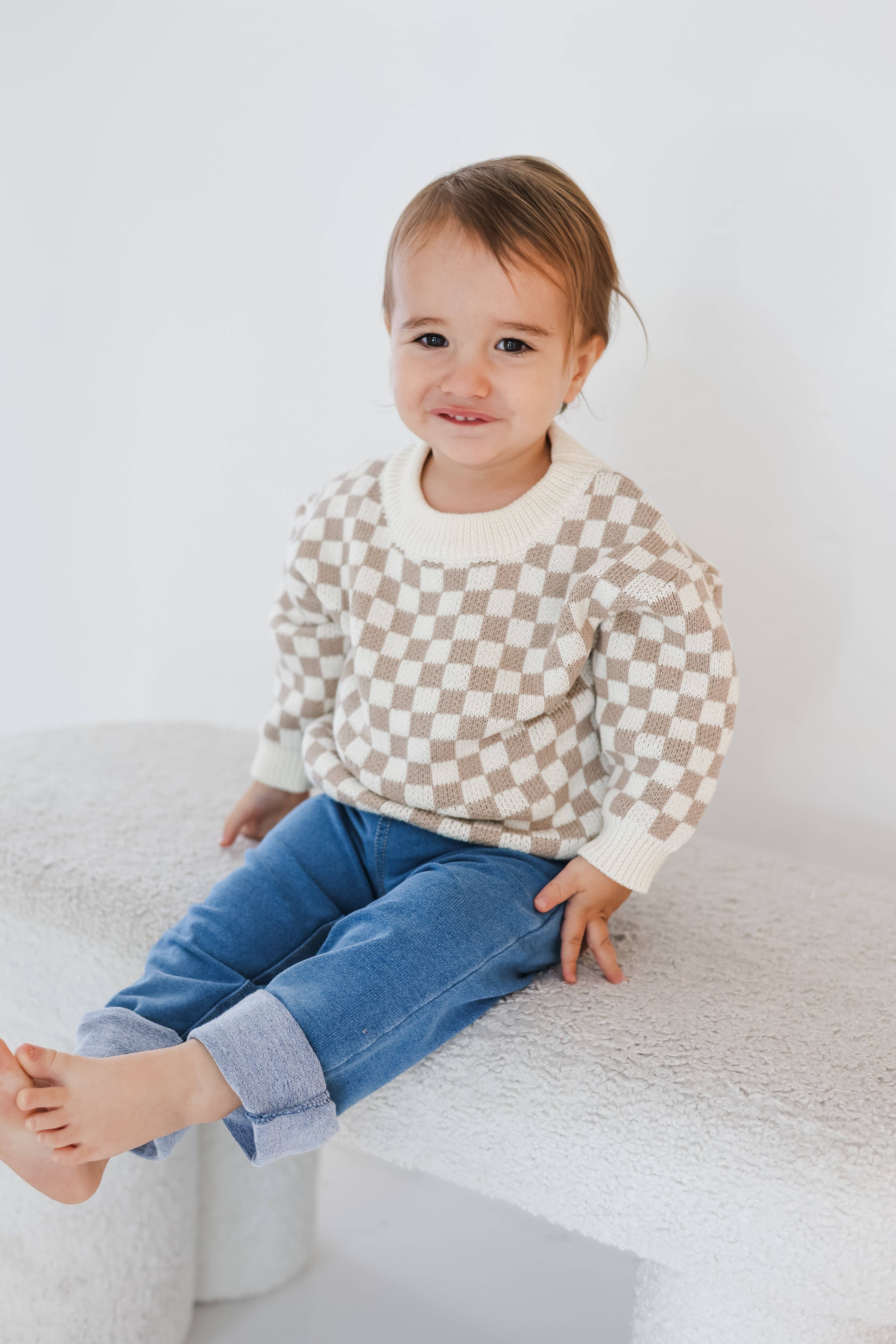 Celebrate Your Tribe - Wholesale Knit Sweater - Kids - Checker Knit Sweater0