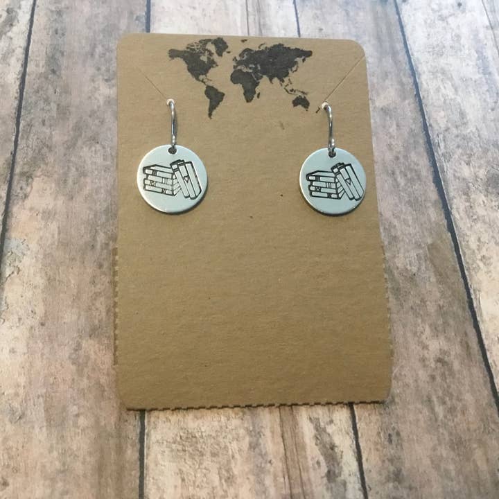Jamie Haley Designs – wholesale Dangle earrings – Stack of book small circular earrings in silver color1
