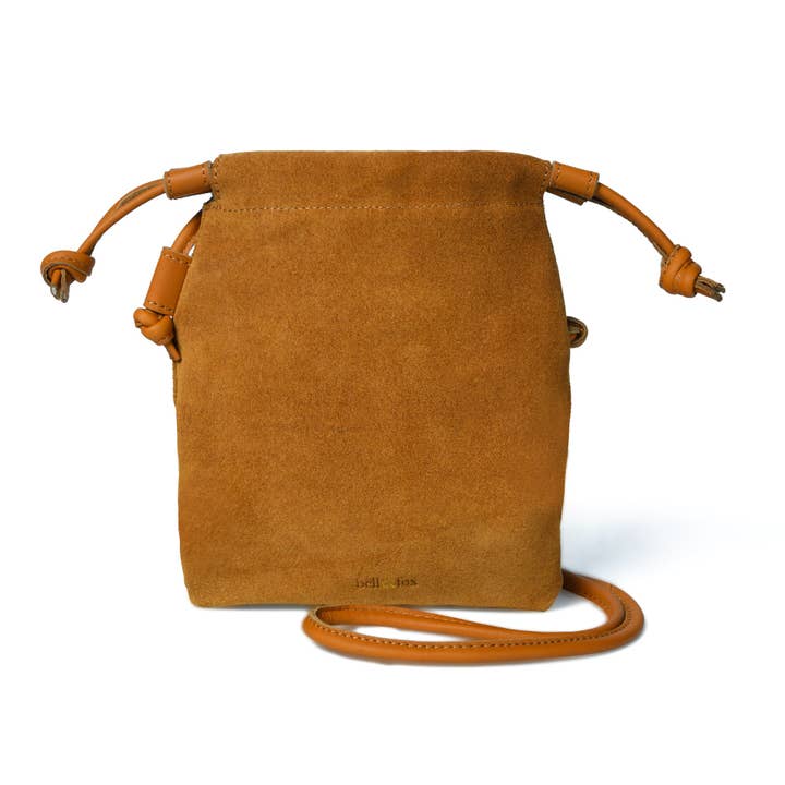 WILLOW Umhängetasche mit Kordelzug in Wildleder in Tan für den Großhandel von bell&fox