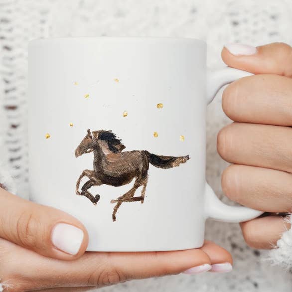 Flicka Horses Mug Coffee Cup Tea Equestrian Ceramic for wholesale by Bettina Norton Artwork