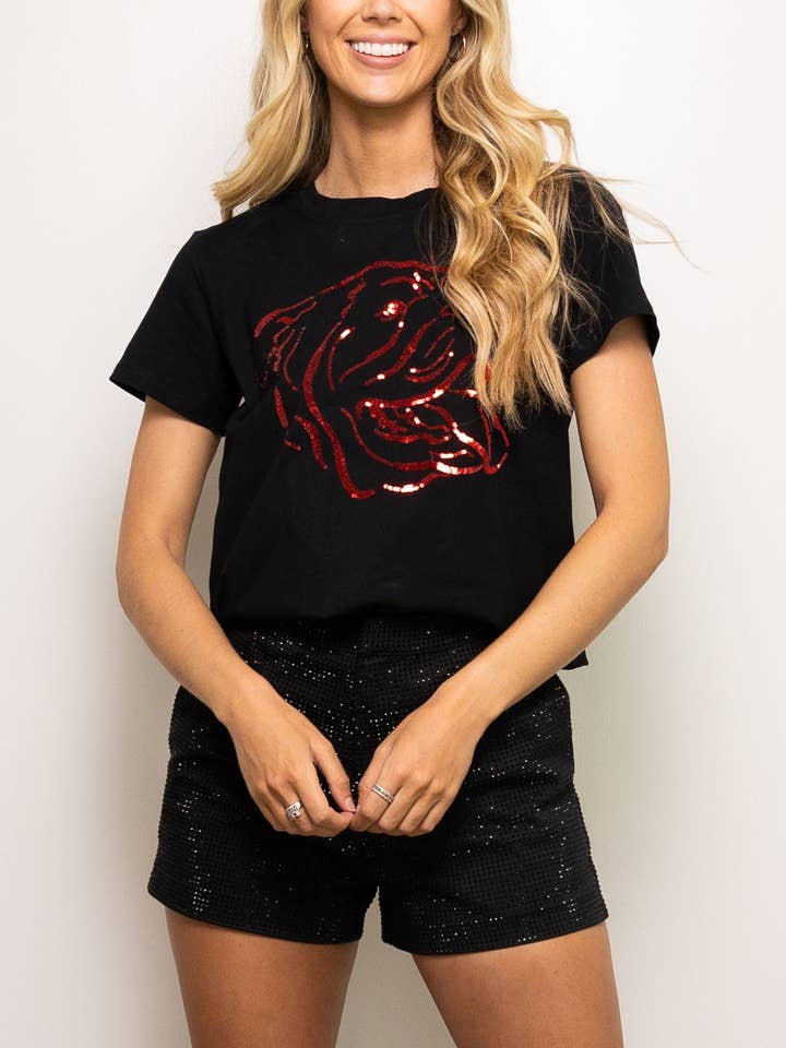 OUTLINE T-SHIRT MET BULLDOG HEAD voor wholesale door Sparkle City