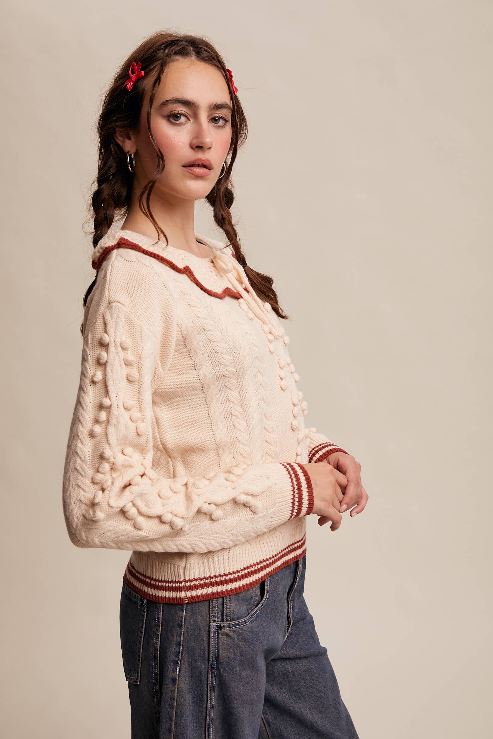 Listicle - Wholesale Knit Sweater - Women's - Pom Pom Cable Knit Sweater25