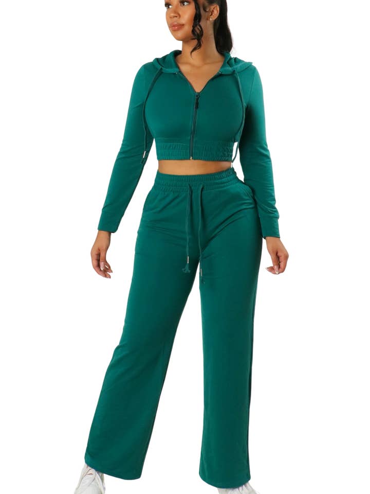 ENSEMBLE SWEAT À CAPUCHE À MANCHES LONGUES ET PANTALON À JAMBE DROITE pour la vente par JBLA FASHION