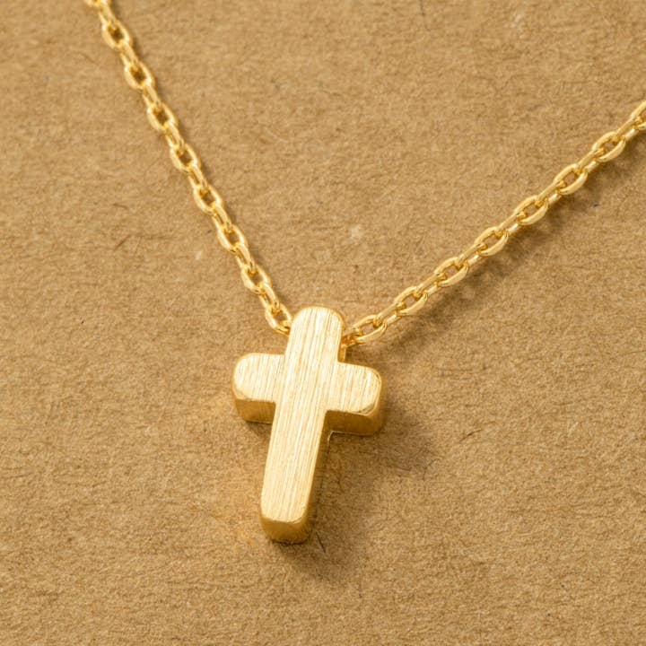 Fame Accessories - Wholesale Pendant/Charm Necklace - Dainty Mini Cross Pendant Necklace