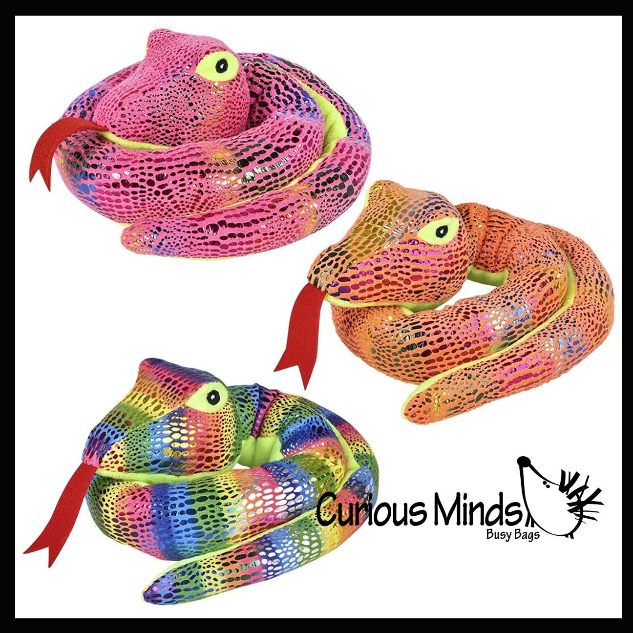 Curious Minds Toys - Venta al por mayor Peluche - Niños y bebés - 1 serpiente de peluche, 33 pulgadas, brillante, brillante, brillante, material13