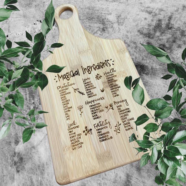 Bespell & Co. - Wholesale Cutting Board - Magical Ingredients Bamboo Cutting Board