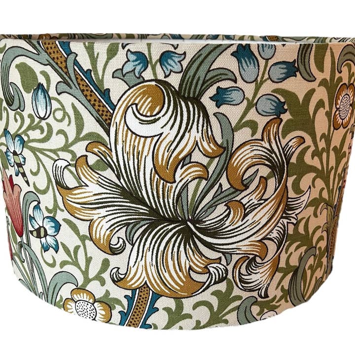 Classic William Morris Golden Lily Green and Gold Colourway for wholesale by Lampshades By Hannah