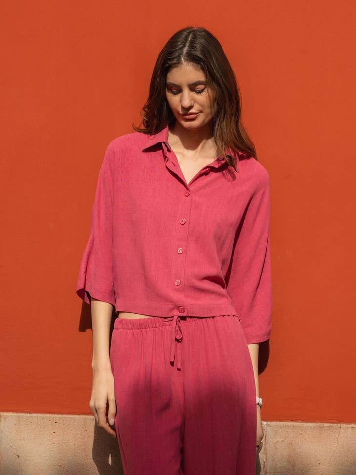 Blusa Umber Magenta por atacado de Mon Col Anvers