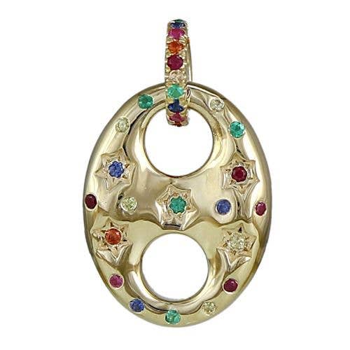 Colgante de eslabones abrelatas multicolor de 12,5 x 16,50 mm para venta al por mayor de Jewels of Mewar