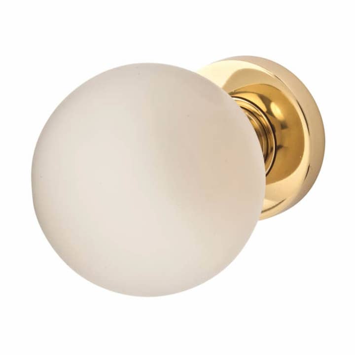 Jedo Frosted Ball Glass Door Knob - Polished Brass for wholesale by Diybasket