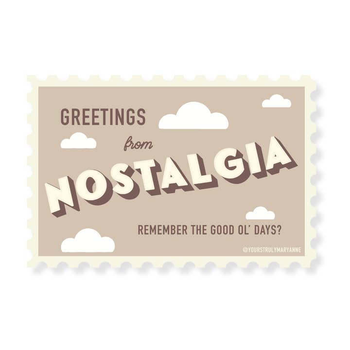 Nostalgi fra indersiden ud frimærkeklistermærke for engroshandel hos Yours Truly, Mary Anne