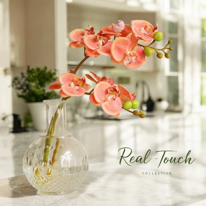 Angel Isabella - Wholesale Artificial Flowers - 17.5" Real Touch Orchid – High-End Moisturized Coating