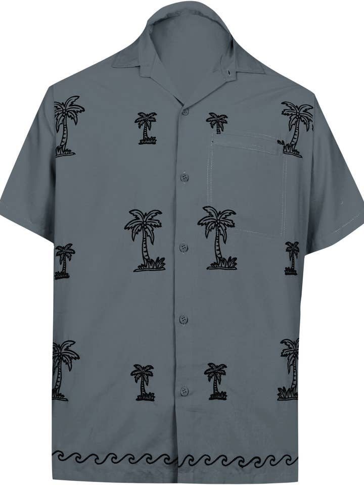 Hawaiian Shirt Men Short Sleeve Aloha Beach Printed Rayon B for wholesale by LA LEELA \ HAPPY BAY