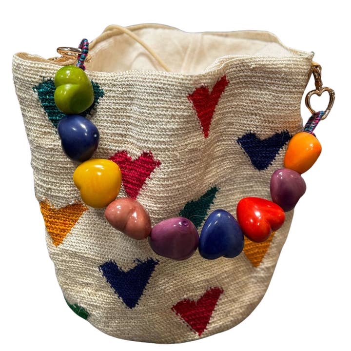 ACHACHAY - Wholesale Crossbody Bag - Women's - Heart Motif Hand-Embroidered Shigra