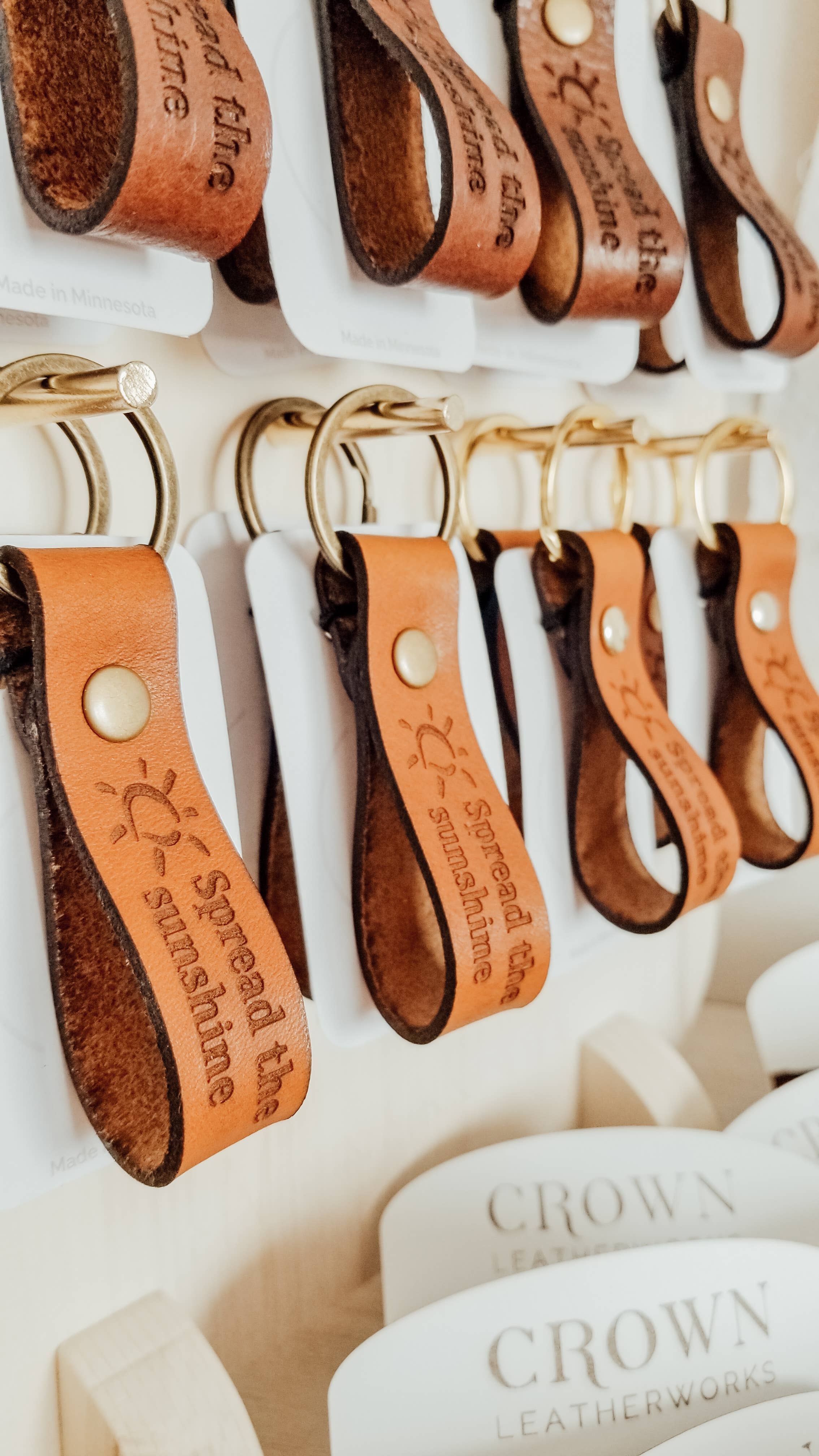 Crown Leatherworks - Wholesale Keychain - Unisex - Custom Leather Keychain | Your Logo Phrase Words or Design5