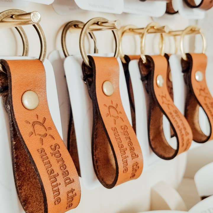 Crown Leatherworks - Wholesale Keychain - Unisex - Custom Leather Keychain | Your Logo Phrase Words or Design5