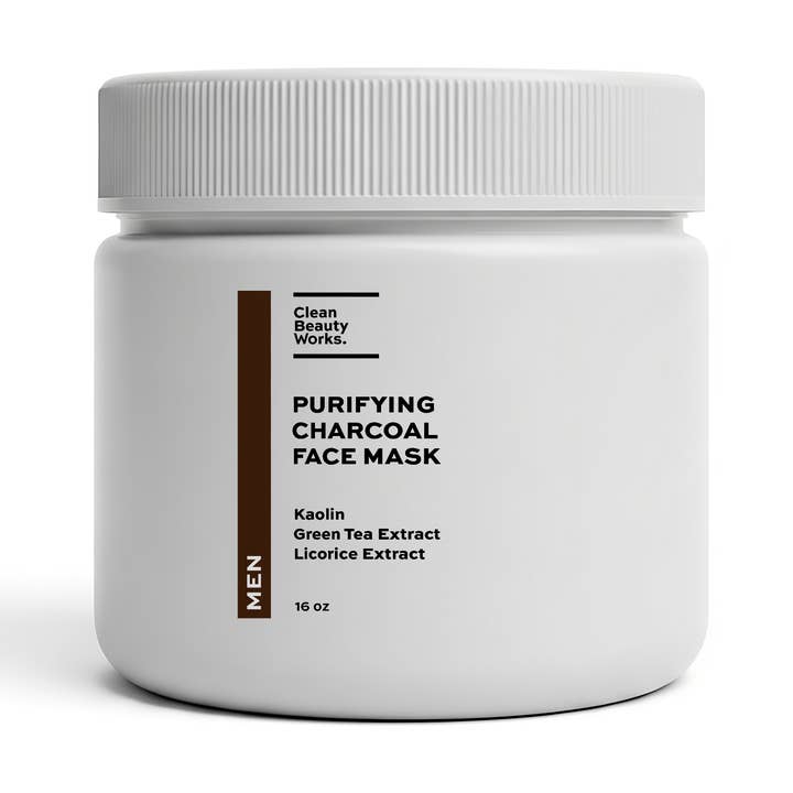 Purifying Charcoal Face Mask for Men, Kaolin, Green Tea & Licorice for wholesale by Clean Beauty Works.