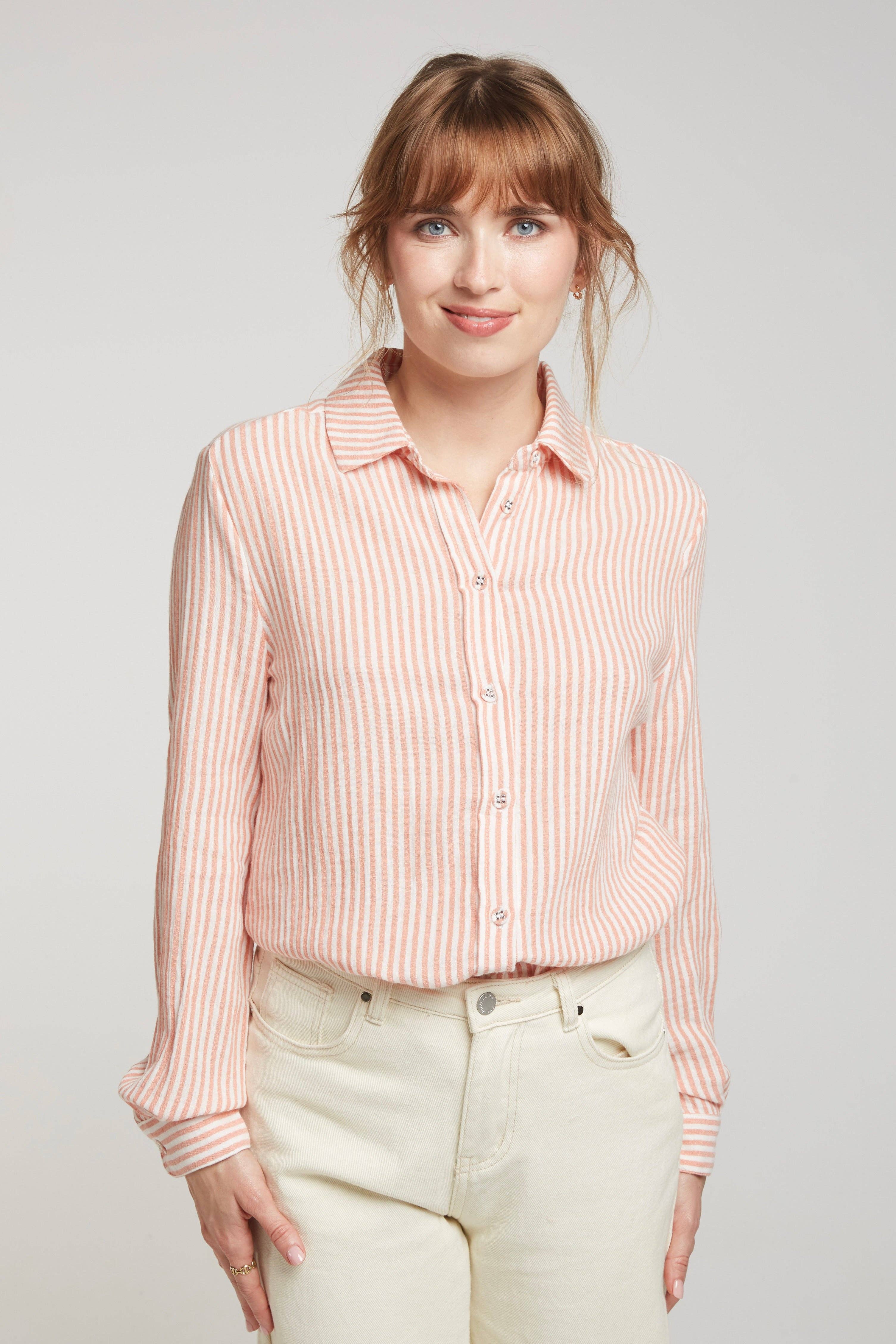 Andy & Lucy – Engroshandel Skjorte - Dame – HEATHER - stribet bomuldsgaze-skjorte8