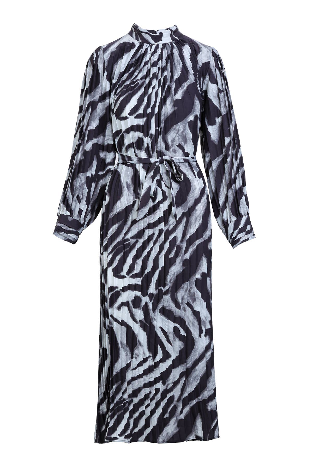 Beulah Style - Wholesale Dress - Women's - Abstract Swirl Print Pleated Maxi Dress PC34429