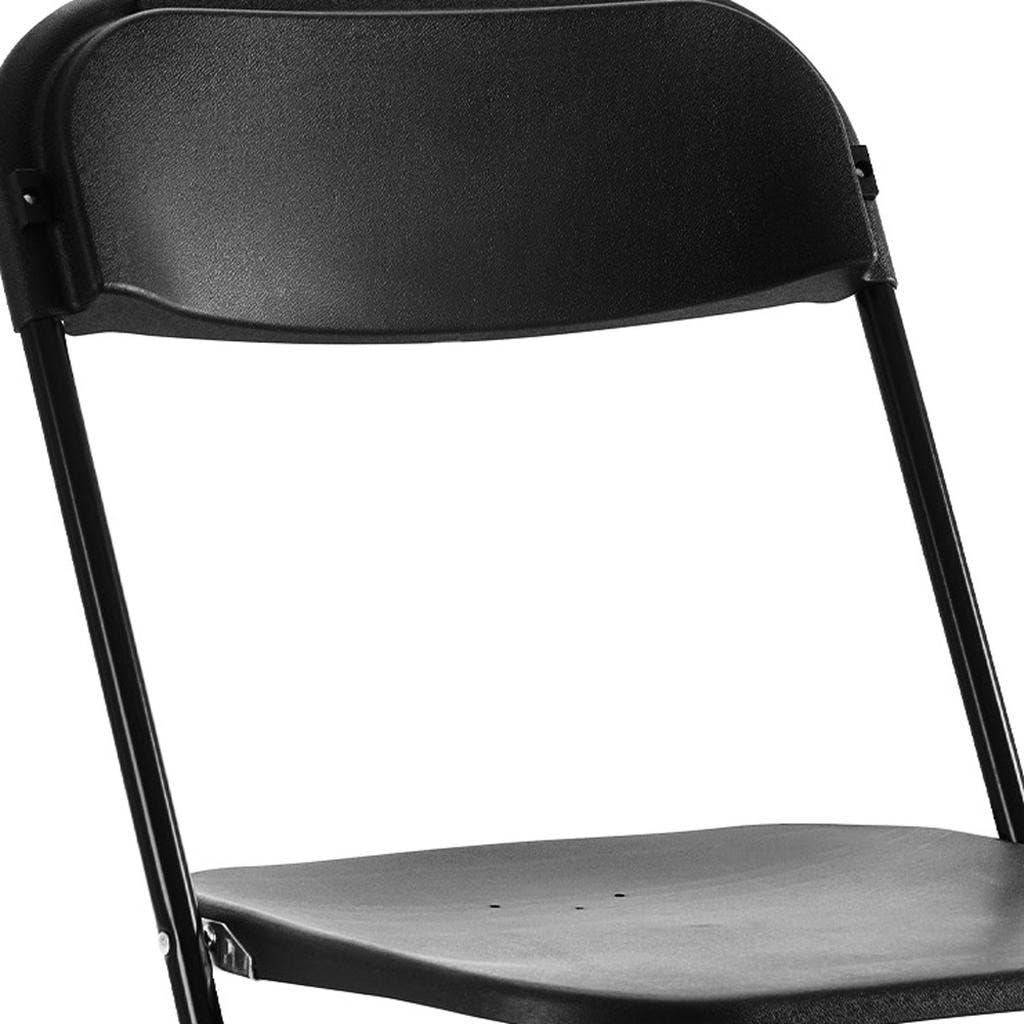 HomeRoots – Großhandel Outdoor-Stuhl – Satz von sechs schwarzen Metall-Gartenstühlen zum Falten und Stapeln4