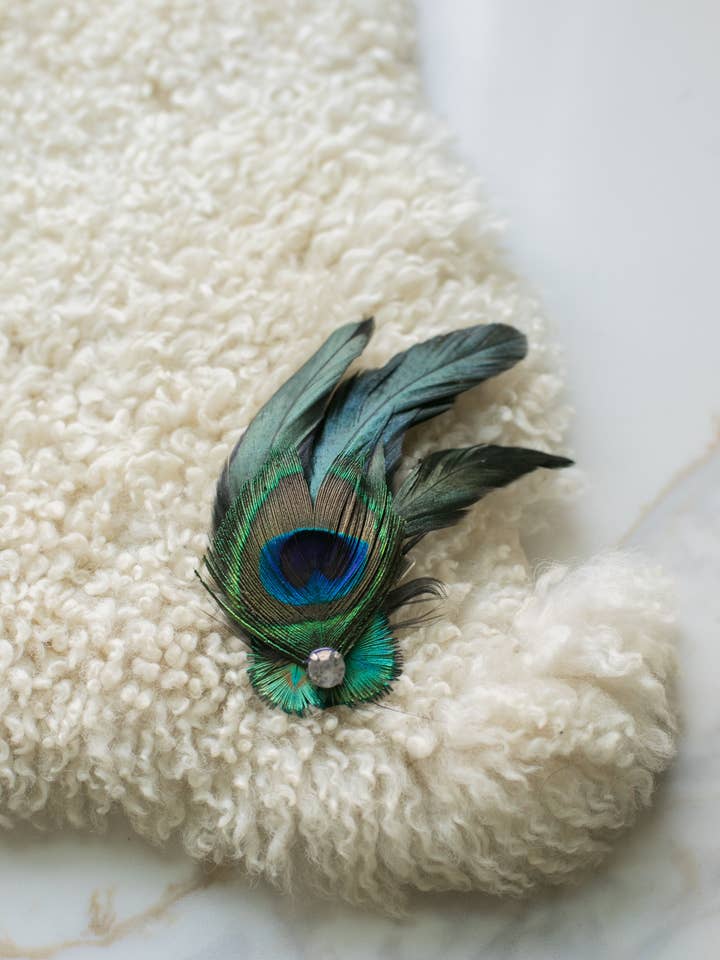 Boho Peacock Feather Hair Clips for wholesale by CoziMarkets
