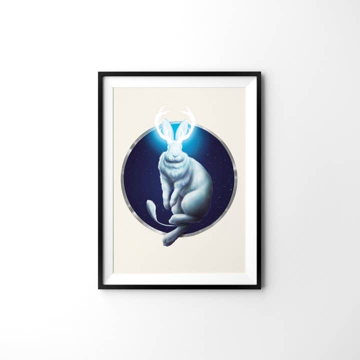 Konsttryck ”Moon Rabbit” för wholesale av Firlefanz Design