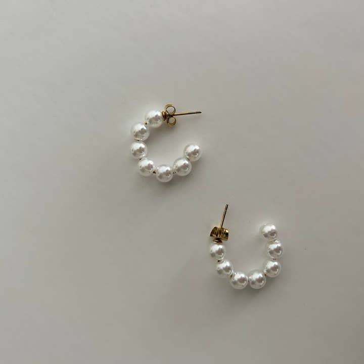 Coco Luna Collection – wholesale Hoop-örhängen – Pärlhoopörhängen, vardagliga örhängen - rostfritt stål