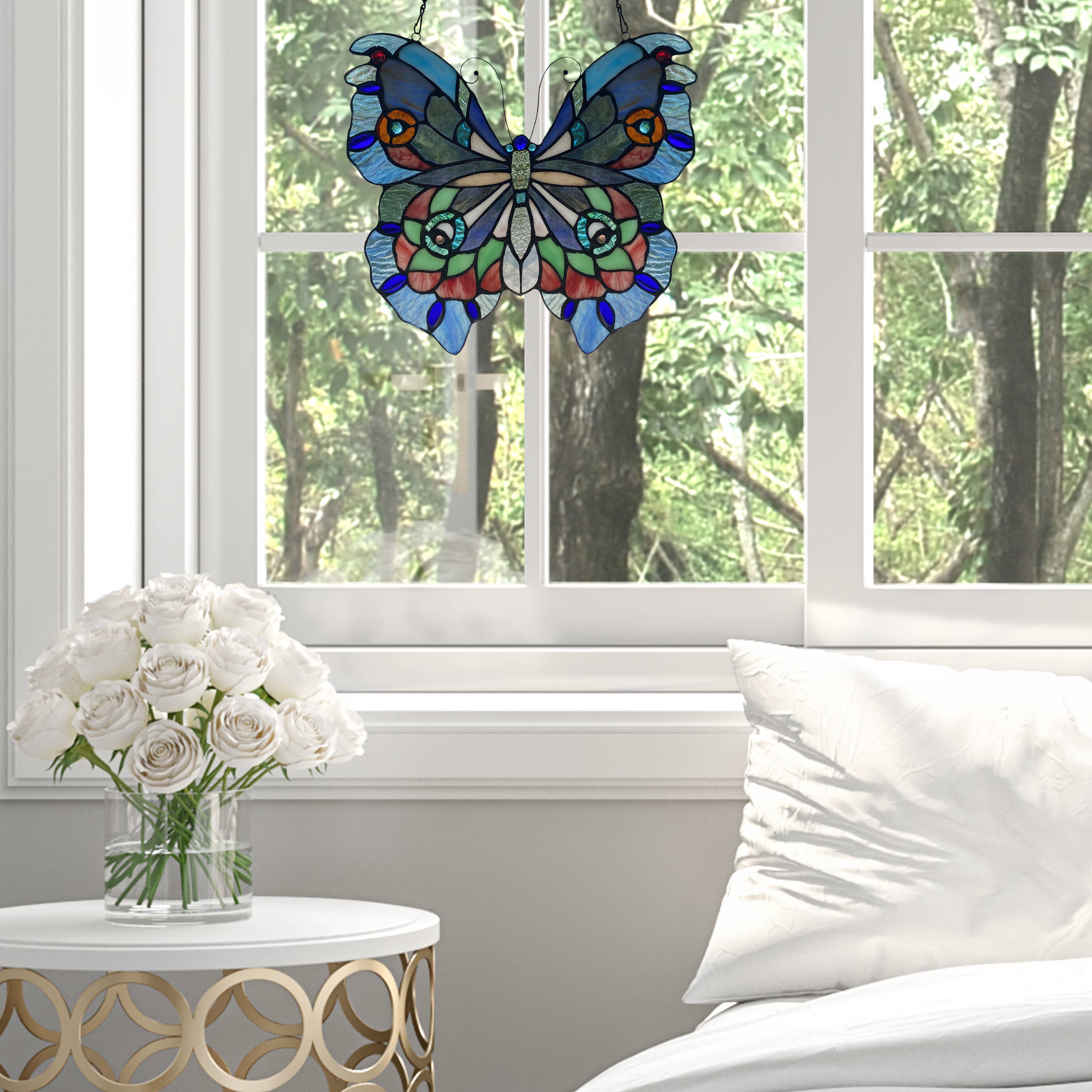 River of Goods - Wholesale Suncatcher - 12"H Grayson Purple, Blue & Red Butterfly Window Panel3