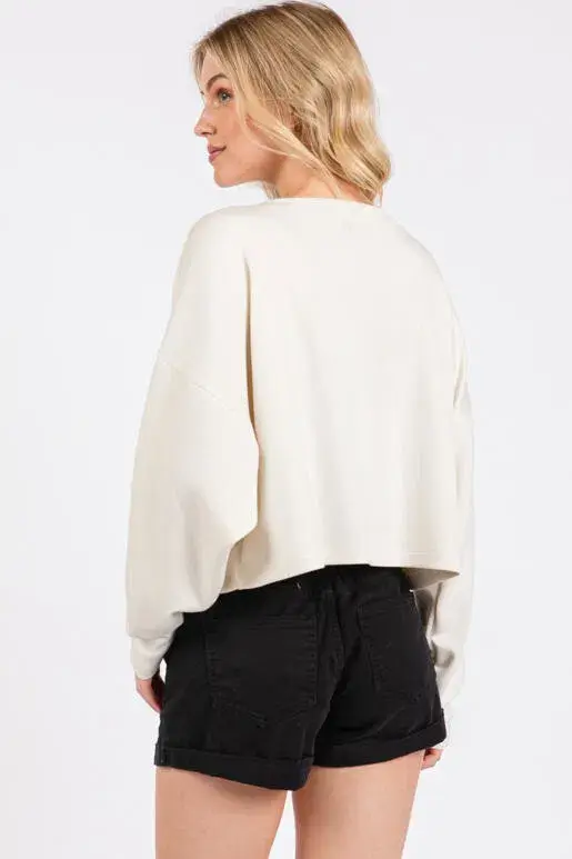 Final Touch – wholesale Stickad topp - Dam – Modal Drop Shoulder Långärmad Crop Top - NT3134712