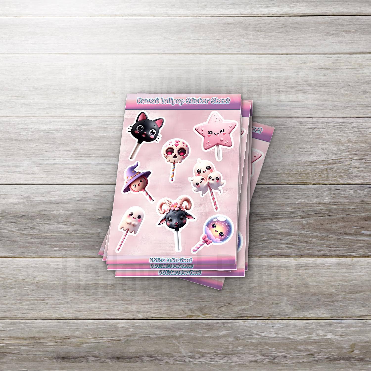 Hallowed Relics - Wholesale Sticker - Kawaii Baphomet Lollipop Halloween Sticker Sheet1