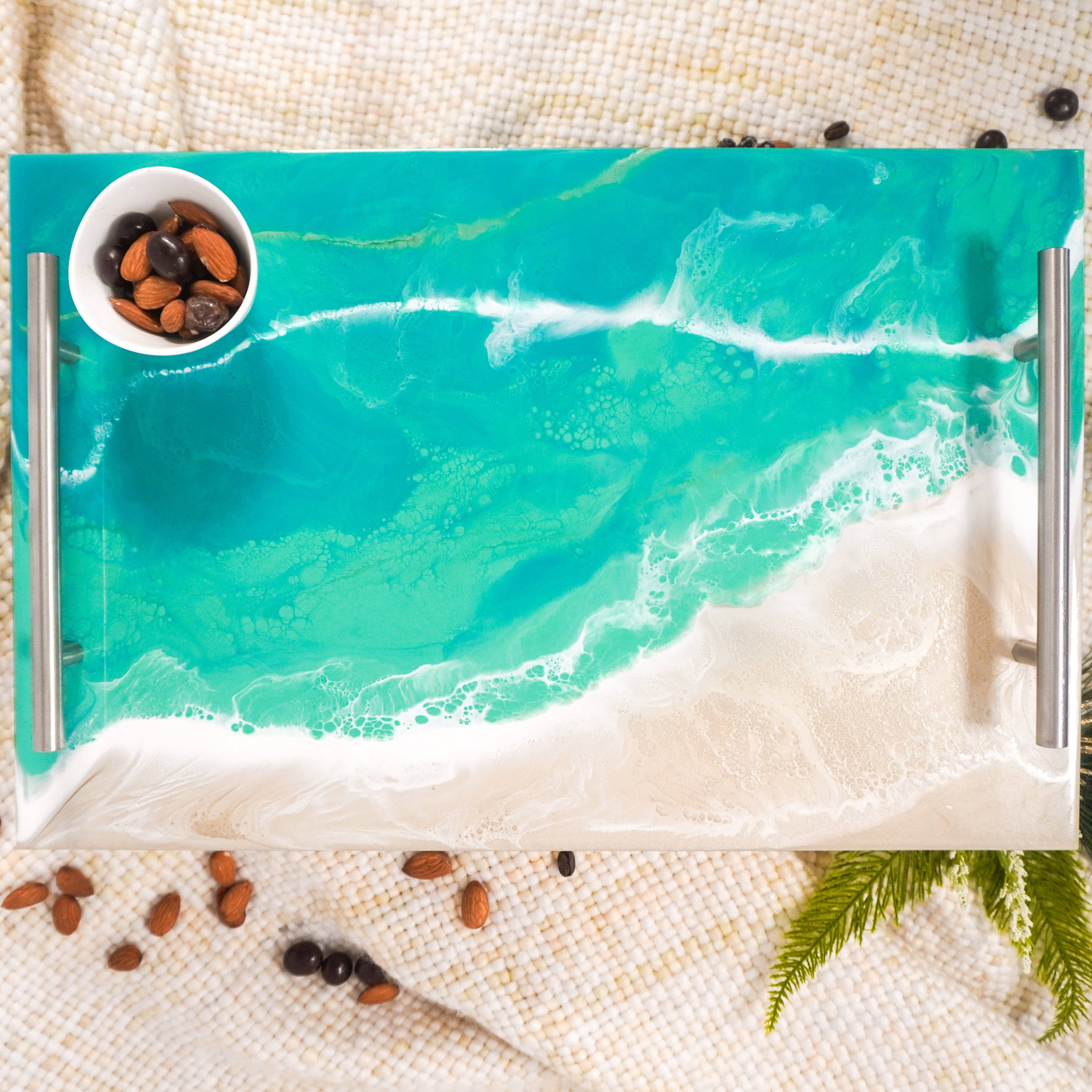 Lynn & Liana Designs EU - Venta al por mayor Bandeja de servir - Bandejas para servir artesanales de resina con asas, 12 x 18 cm6