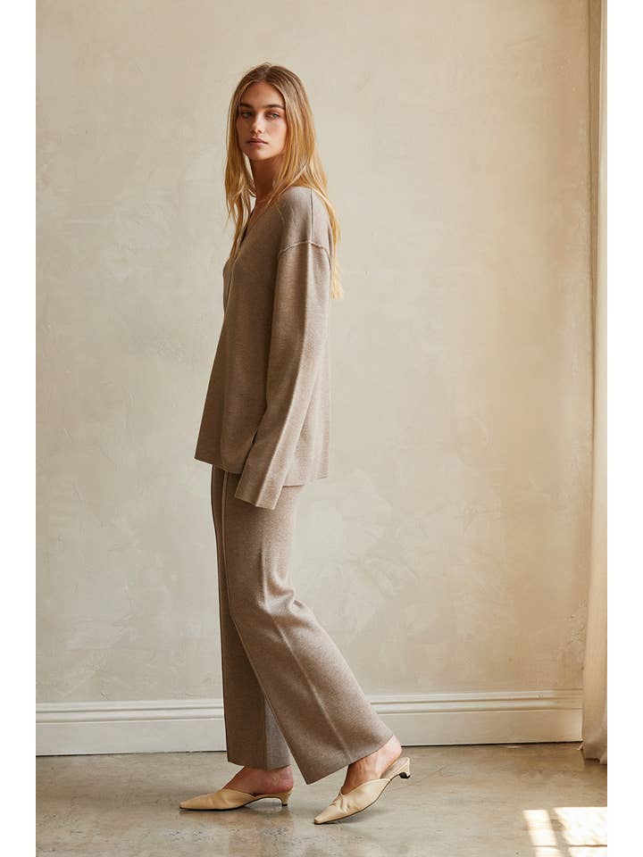TAUPE CP9275 - Erina Lounge Wear Sweater Knit Pants for wholesale on Faire
