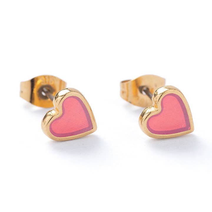 Gold Heart Stud Earrings for wholesale by Carrie Elspeth Jewellery
