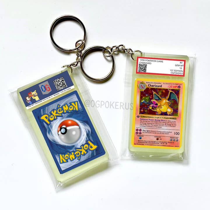 Poke TCG Graded Slab Keychain PSA inspired Unique Nerdy Gift for wholesale by OGPokerus x Shop Me Senpai