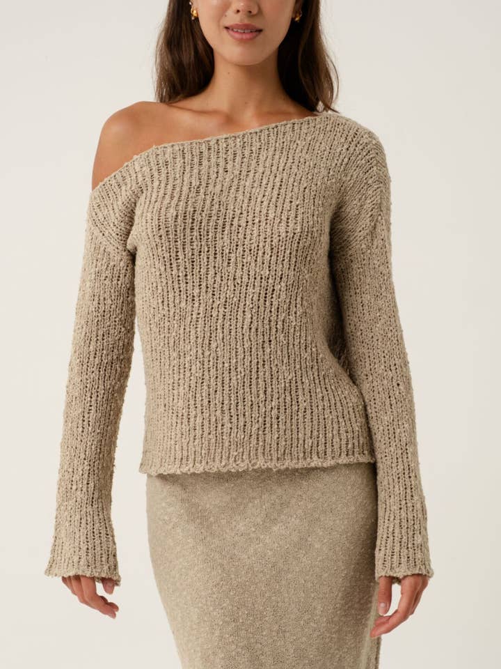 Alura Mocha Crop Knit Jumper for wholesale by AMIRA Collective