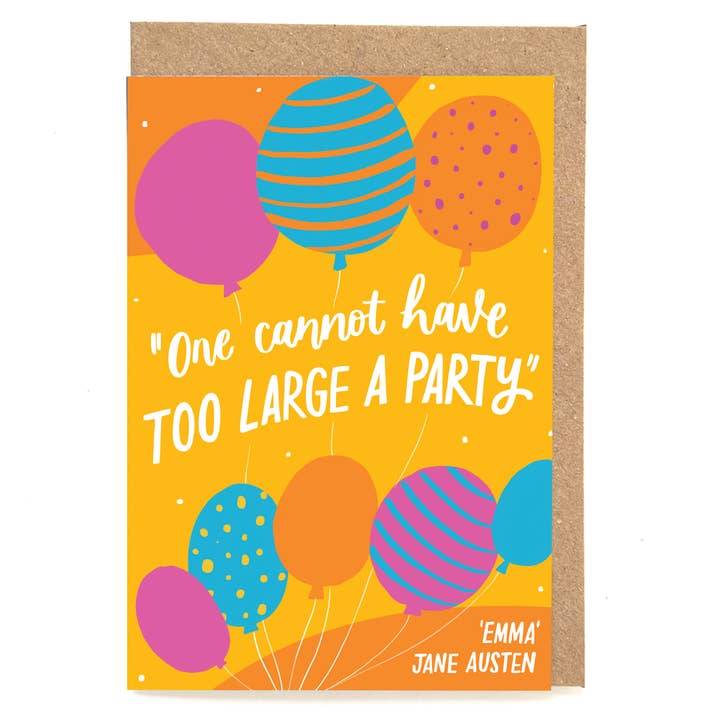 Fun Jane Austen quote card for birthdays and celebrations for wholesale by Now Then, Sunshine!