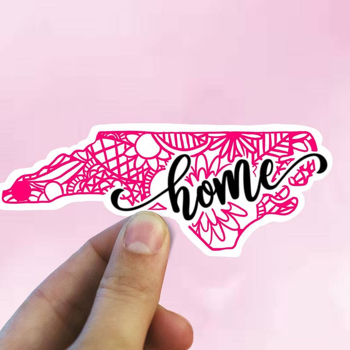 North Carolina Mandala State Magenta Vinyl Sticker for wholesale by Sweet Humors