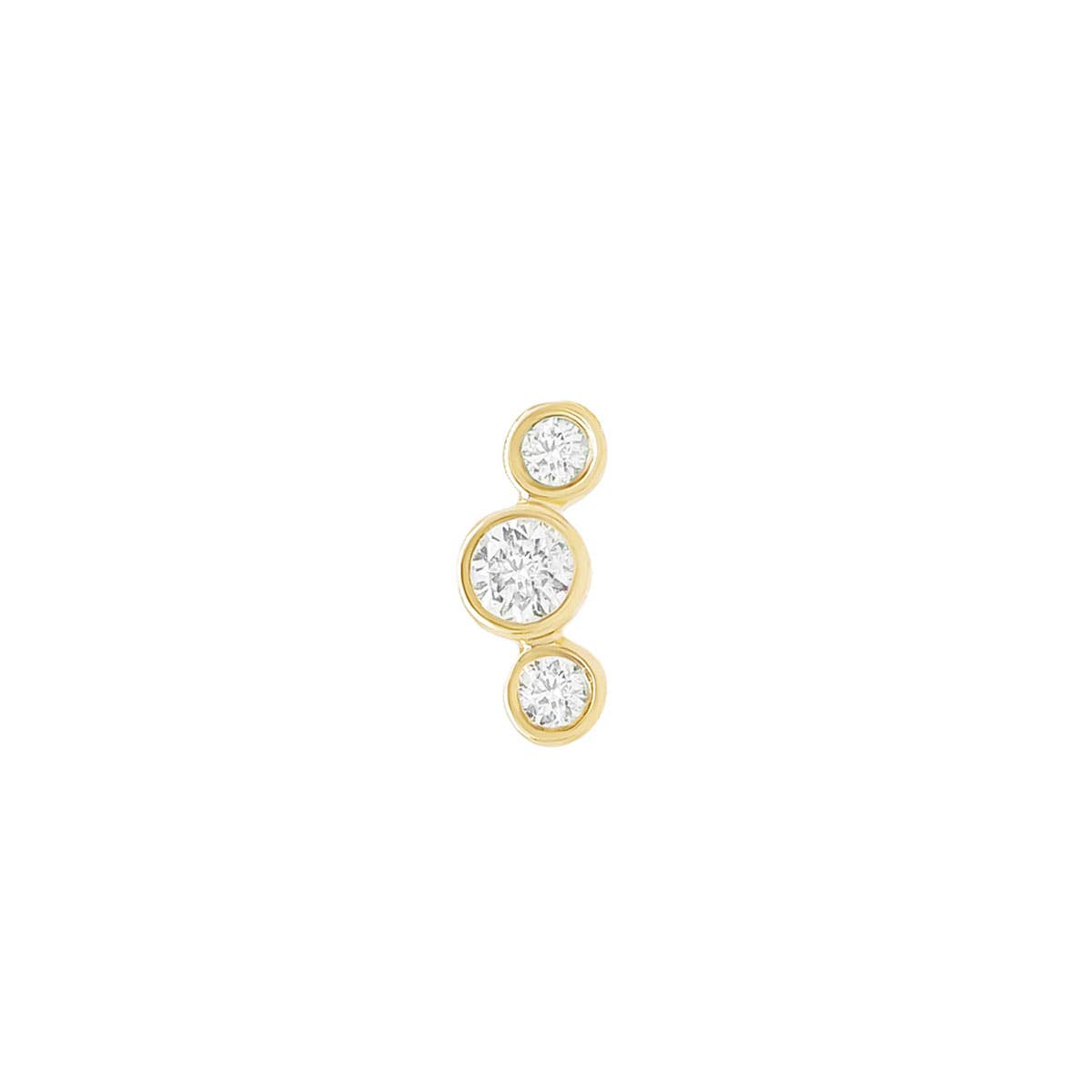 Mini Pear Diamond Threaded Flat Back Earring | .54GMS .2ct | Single, Yellow Gold Diamond / 8mm