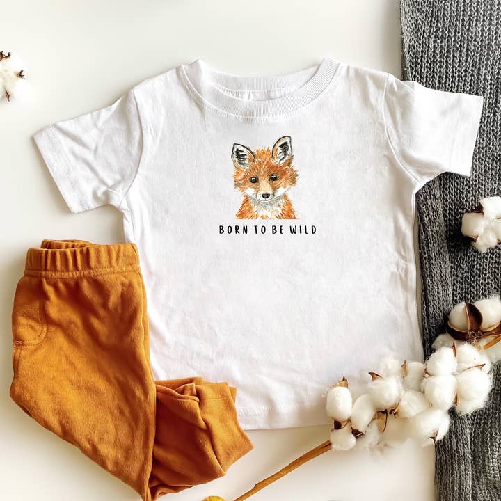 Camiseta Fox para niños pequeños - Born to be Wild para venta al por mayor de WLDFLWR Studio