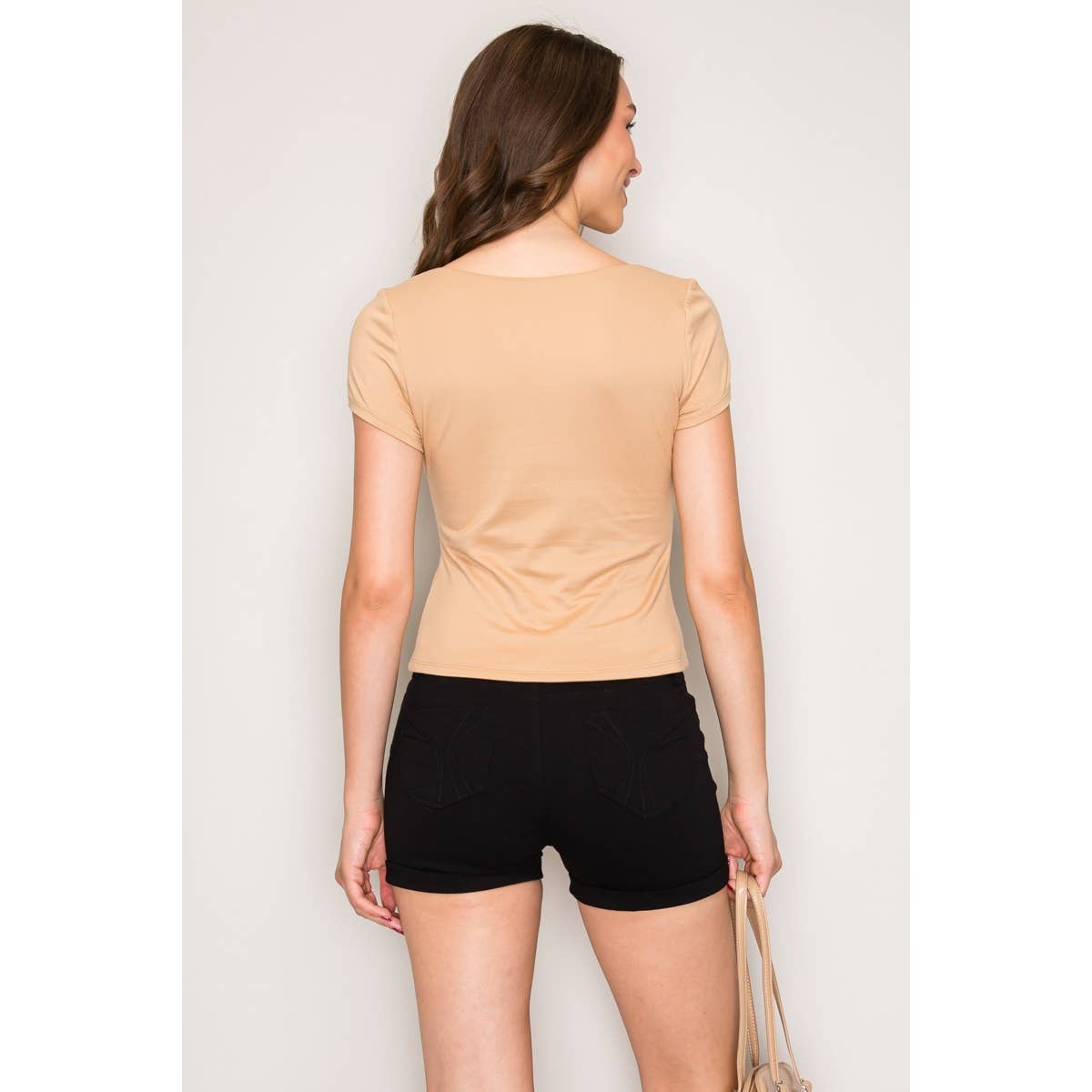 Popular 21 - Wholesale Knit Top - Women's - Double Layered Square Neck Short Sleeve Top14