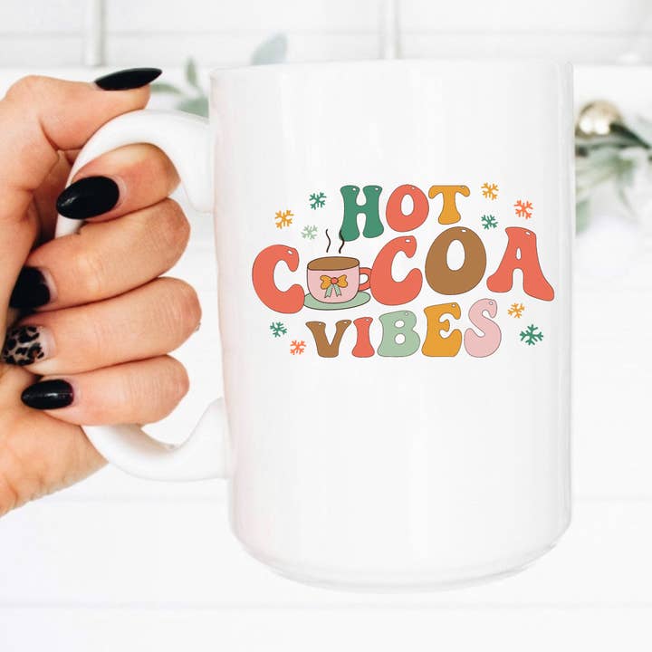 Hot Cocoa Christmas Mug, 15oz Coffee Cup for wholesale by Boho Sips