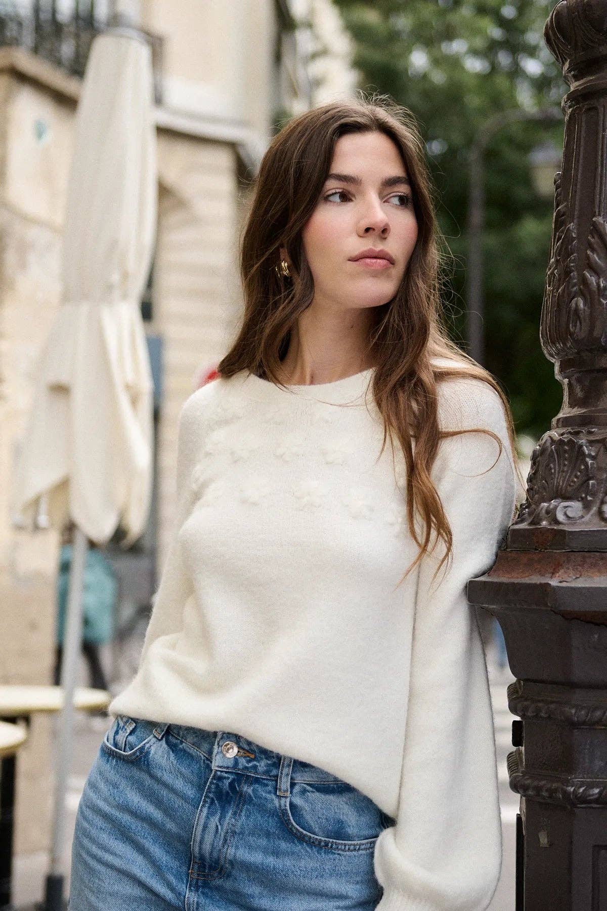 Nathael Paris - Vente Pull en maille – femme - Pull en alpaga et laine manches longues légèrement ballon5