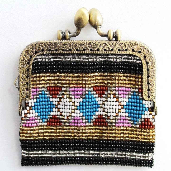 Porta-moedas com esferas de vidro com armação metálica - Tiffany por atacado de La Casa Cotzal S.A.