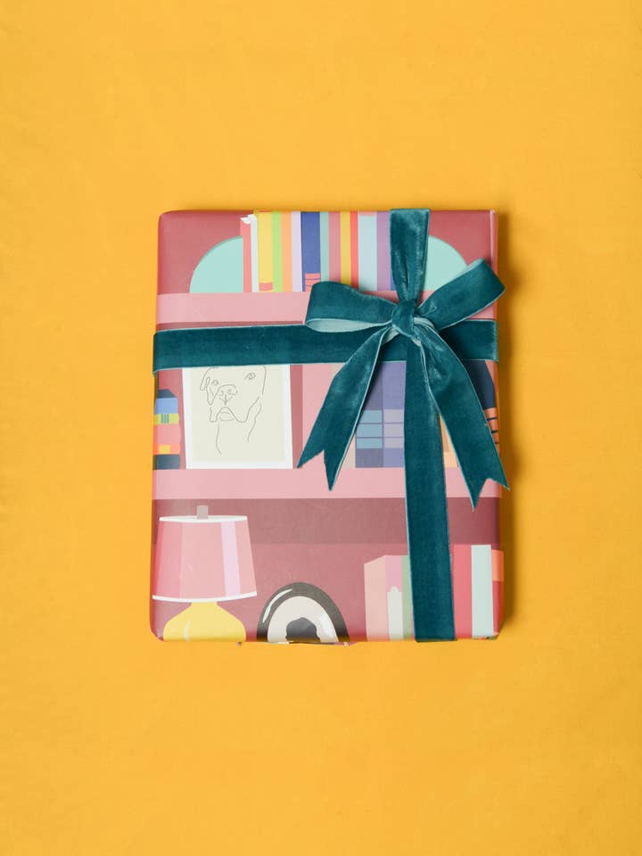 Bookshelf Themed Wrapping Paper Sheet for wholesale by Witt and Style