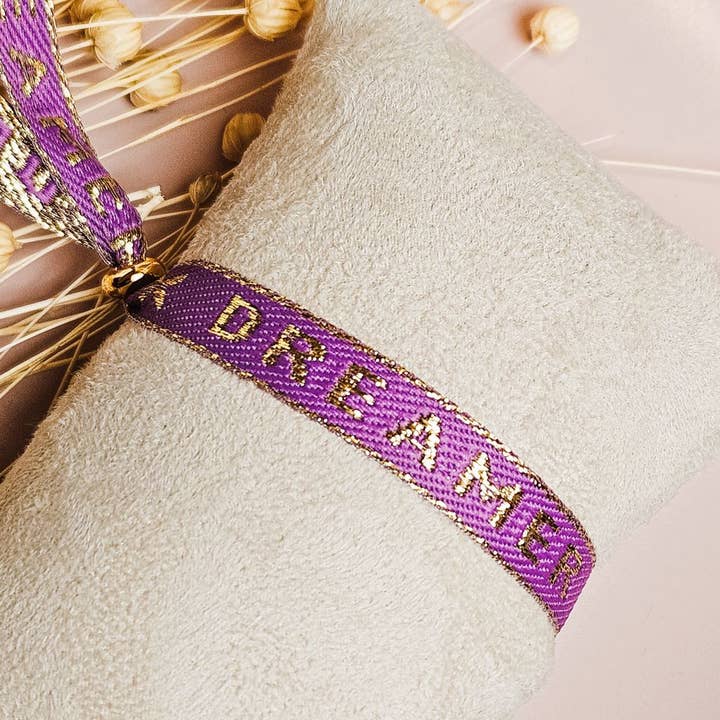 Ribbon bracelet Dreamer purple for wholesale by Ibiza Boutique