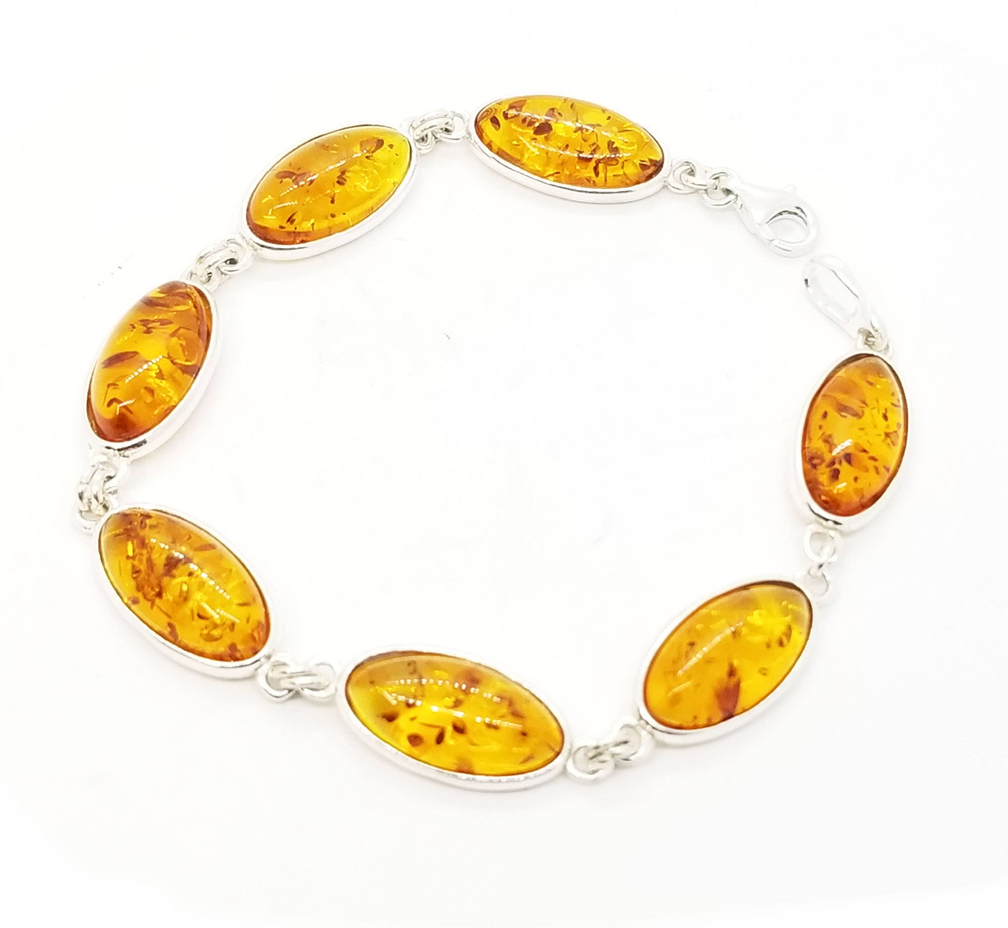 Amberman - Wholesale Link & Chain Bracelet - Cognac Amber Oval Link Bracelet0